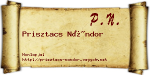 Prisztacs Nándor névjegykártya